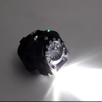 3i1 Super Lyse Led-Ur Lommelygte Torch-lys Kompas Udendørs Sport Herre Mode Genopladelig Vandtæt armbåndsur Lampe