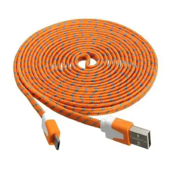 3M/10Ft Nylon net væver Mikro-USB-datakabel Orange