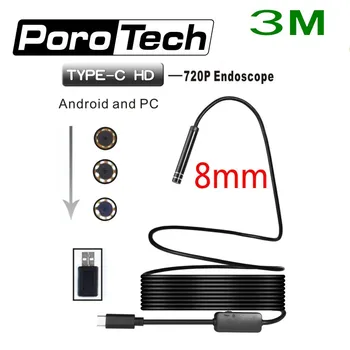 3m hårdt Kabel-8mm Linse Type-c Interface Android-telefon og PC ' en OTG Endoskop Kamera Vandtæt Endoskop Kamera Inspektion