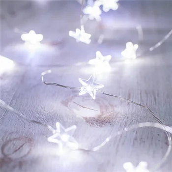 3M LED Stjerne/Hjerte kobbertråd String kulørte Lamper Jul Bryllup i Haven Hjemme Dekoration Lys Batteri Drive Glimt Lys