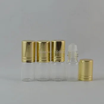 3ML Parfume flaske Klart Gennemsigtigt Glas med Guld Låg, 3C Glas Roll on Flaske, Æterisk Olie, Hætteglas, Mini-Hætteglas, 50stk/Masse