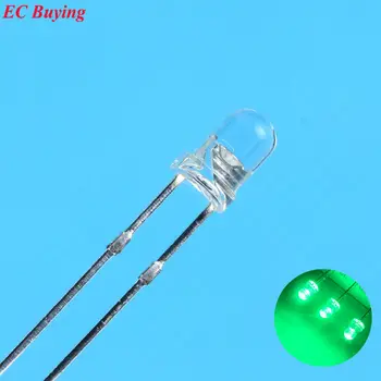 3mm Smaragd-Grøn LED-Round Light Emitting Diode Gennemsigtig Ultra Lyse Lampe Perle-Plug-in-DIY Kit Praksis DIP-100 stk/masse