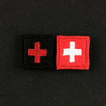 3pcs Broderi Mini Schweiziske Flag, Patch Krog Sløjfer på Tværs af Taktiske Patches Militære Armbind Bekæmpe Badge Brassard Sort Rød 2,5 cm