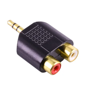 3Pcs guldbelagte Stik 3,5 MM Jack Audio-Stik 3,5 mm 3 pole stereo hanstik til 2xRCA Kvindelige Jack Adapter