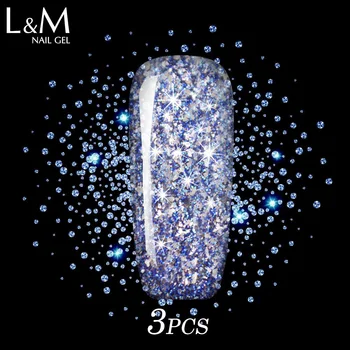 3pcs Lvmay Platinum soak off gel polish Diamant Glitter Farve uv Gel til Nail art polish Gelpolish Vernis Skinnende Gel Lak