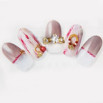 3pcs/masse 3D-Kanin Glitter Legeringen Smykker Gold Bunny Crown Kat Nail Art Tips Dekoration
