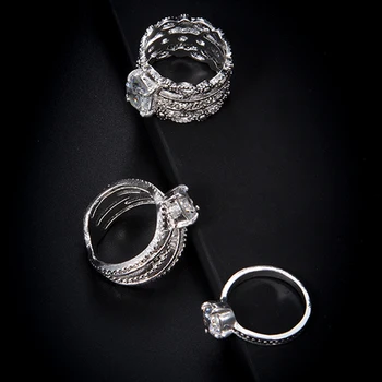 3Pcs/Masse Antik Sølv Smykker, Vintage Etniske Ring Sæt Østrigske Crytal Rhinestone Bague Ring Indisk Bryllup Fest Tilbehør