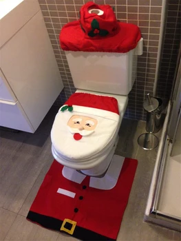 3pcs/masse badeværelse Santa claus tæppe sæt nye år juledekoration enfeites de natal jul julegave