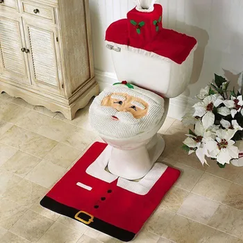 3pcs/masse badeværelse Santa claus tæppe sæt nye år juledekoration enfeites de natal jul julegave