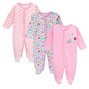 3Pcs/masse Nyfødte Baby Rompers Bebe Drenge Piger Jumpsuits Bomuld Lange ærmer Spædbarn Pyjamas Babyer Tøj Nyfødte Baby Tøj