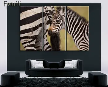 3pcs Mordern Lærred Maleri Zebra Rammeløse Dyr Kunst Plakat Væggen Hest Olie Billede med Hjem Indretning Print på Lærred, til stuen