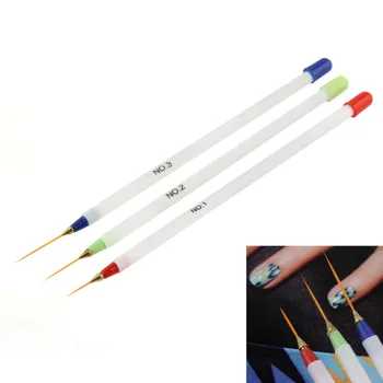 3pcs/sæt Nail Art Design DIY Tegning, Maleri Striber Nail Gel Pen Nail Art Sæt Børster Dotting Tools Drop Shipping Engros
