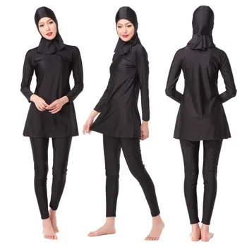 3pcs Womens Fuld Dækning Lange Muslimske Swimwears Islamiske Badetøj Damer Arabiske Islam, Strand Slid Beskedne Hijab Surf Svømning Burkinis