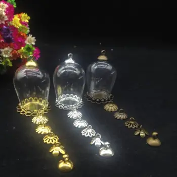 3sets/lot 30*18mm Gennemsigtig Stor Kuppel Cloche Glas ønsker Flaske Vedhæng, glas-halskæde, glas hætteglas verden diy smykker
