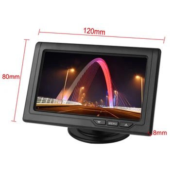 4.3 Tommer Farve TFT LCD-480 x 272 Car Rear View Monitor Køretøj Auto Bil Ede Omvendt Overvåge Parkering for Kamera, DVD, VCD