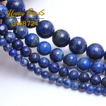 4/6/8/10mm Naturlige Sten Perler Ikke er farvet Ægte Lapis Lazuli Sten Runde Perler Til smykkefremstilling 15inch Spacer Perler