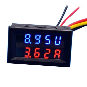 4 Bit Digital Voltmeter Amperemeter DC100V 10A Rød Blå LED Dual Display Spænding Amp Panel Måler 12v 24v Bil Aktuelle Skærm Tester