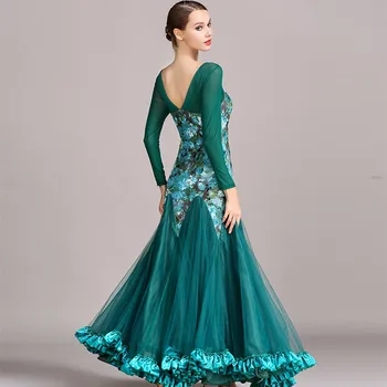 4 farver grøn standard kvinders dans kjoler til balsal danse vals ballroom standard kjole ballroom kjole vals flamenco
