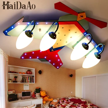 4 hoveder LED tegnefilm fly barn lampe glas, træ-loft lampe børneværelse soveværelse lys farverige dreng pige Dreng star light