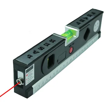 4 I 1 Blister Laser Niveauer Horisont Vertikale Magnetiske Målebånd Aligner Laser Mærkning Linjer Lineal Værktøj