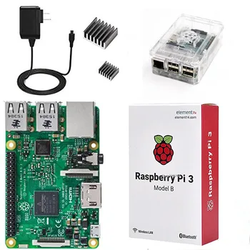4 i 1 Raspberry Pi 3-Kit Wifi & Bluetoothal Raspberry Pi 3 Model B +Kølere med Power Supply+Gennemsigtig ABS Plast