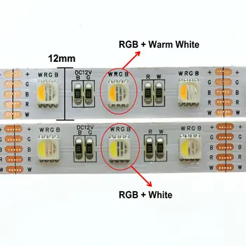 4 i 1 RGBW LED Strip 5050 DC12V Fleksibel LED-Lys RGB+Hvid / RGB+Varm Hvid 4-farve i 1 LED Chip 60 LED/m 5m/masse.