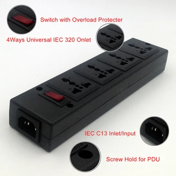 4 Måder PDU Power Strip Universal Power Strip med overbelastningsbeskyttelse 4 Port Stikkontakten udvide med Afbryder Switche