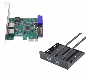 4 Port USB 3.0 PCIE port til PCI Express-Kontrol-Kort Adapter+20pin til 2 port usb3.0 hub 3.5 Floppy bay Front Panel NEC chipsæt
