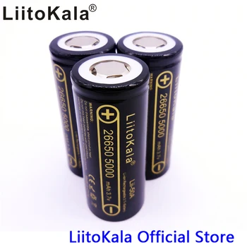 4 stk HK LiitoKala lii-50A 26650 5000mah lithium-batteri 3,7 V 5000mAh 26650 genopladeligt batteri, der er egnet til flashligh NY