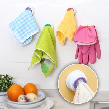 4 Stk/masse Kreative Håndklæde Klip Holder Bøjler til Rengøring Klud Væg Rack Køkken Arrangør Badeværelse Værktøjer