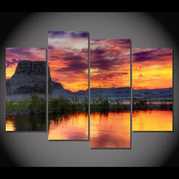 4 Stykke Lærred Maleri Arizona Søen Rock HD Trykt Lærred Kunst Udskriver Væg Kunst, Home Decor Poster Billede til stuen XA143C