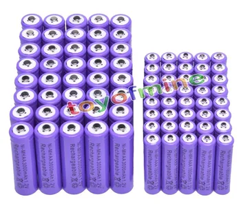40 AA + 40 AAA, 1,2 V 1800mAh 3000mAh NiMH-Lilla Genopladeligt Batteri Celle