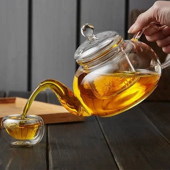 400 / 600 / 800ml varmeandigt Glas Tekande Blomst, elkedel Puer Urte-Potte Mikrobølgeovn Kogeplader Sikker Te Pot Onsale Teaware