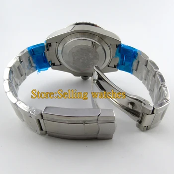 40mm parnis sort dial GMT Keramiske Bezel safir glas automatisk herre ur