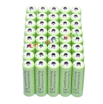 40x AA-3000mAh 2A 1,2 V Ni-MH Grønne Genopladeligt Batteri Celle for MP3-RC Legetøj