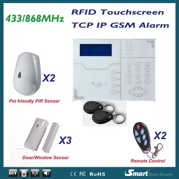 433MHz Hjem Alarm ST-VGT TCP/IP-GSM Alarm Control Panel System,Support-DVS Programmerbare og RFID Knalde Kortet Arm Afvæbne