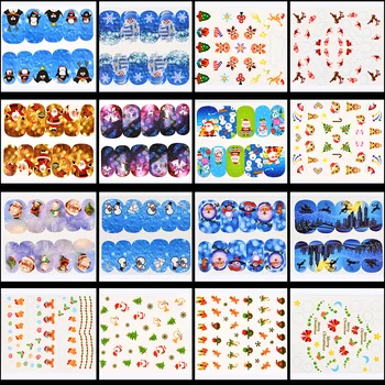45 Stk Charme Jul Vand Overførsel Nail Stickers Klistermærker Snefnug Jingle Bells Mix Design Printing Nail Art Dekorationer