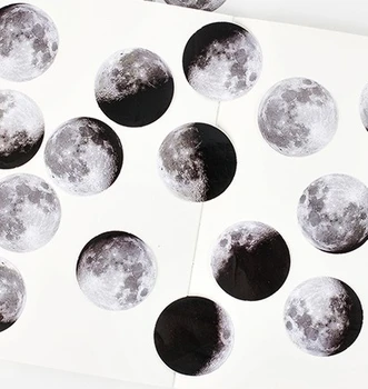 45 Stk/kasse Moon Stil Mini Paper Udsmykning DIY Scrapbog Notebook Album Segl, Klistermærke, Brevpapir, Kawaii Kontor skoleartikler