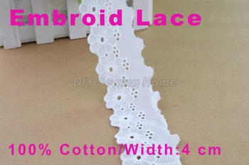 4cm bredde Bomuld embroid blonder syning ribbon lace trim stof warp strikke DIY Beklædningsgenstand Tilbehør gratis fragt#3073