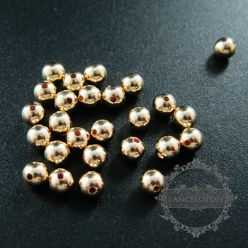 4mm perle med 1mm hul guld fyldt af høj kvalitet, farve, som ikke er plettet metal perle DIY smykker leverer resultater 3996013