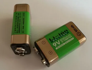 4PC 800 mAh 9 v li-ion lithium 9 Volt Batterie Hersteller garantie+9 V oplader