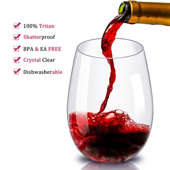 4pc/set Brudsikkert Plast Glas Vin Ubrydelig PCTG Red Wine Tumbler Glas Kopper Genanvendelige Gennemsigtig Frugt, Juice, Øl Cup