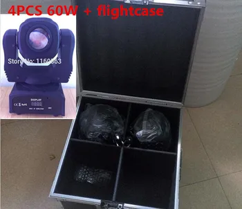 4STK 60W + flightcase LED Spot Moving Head Light/USA Luminums 60W LED DJ Spot Light