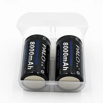 4stk 8000mAh 1,2 v D size genopladelige batterier til blitz lys, gas komfur-radio, køleskab med 2 stk batteri box
