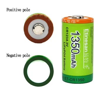 4stk Cr123a 3v lithium LiFePO4 Batterier Li-Po 16340 3.0v li-ion li-polymer Etinesan 1350mAh Genopladeligt batteri