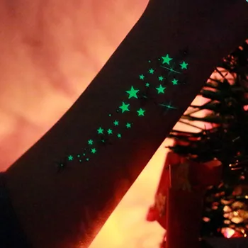 4stk Jul Tatoo Glød I Mørke Flash Mørke Tatoveringer Mærkat Snefnug Lysende Falske Tatoveringer Fluorescerende Glødende Jul