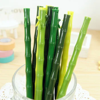 4stk/masse Nyhed bambus gel pen , søde sjove bamboo pen til at skrive , 0.38 mm sort blæk farve