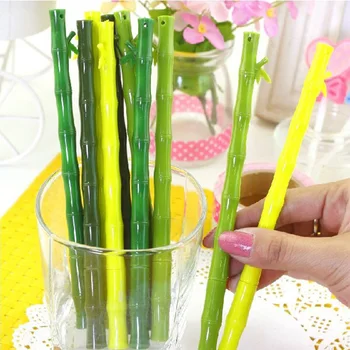 4stk/masse Nyhed bambus gel pen , søde sjove bamboo pen til at skrive , 0.38 mm sort blæk farve