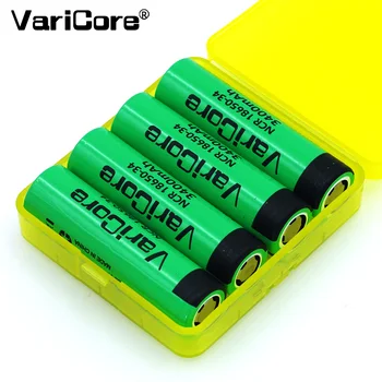 4stk/masse VariCore Originale Nye 18650 3400mAh Genopladeligt lithium batteri NCR18650-34 til Lommelygte batterier+opbevaringsboks