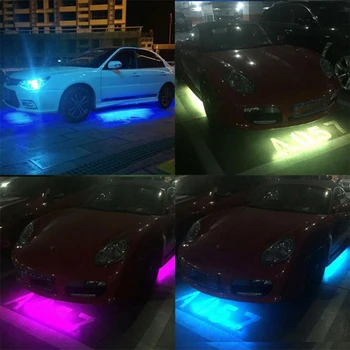 4stk RGB LED Under Bil Glød Undervognen System Neon Lys Kit W/lyd og Kontrol 60CM+90CM